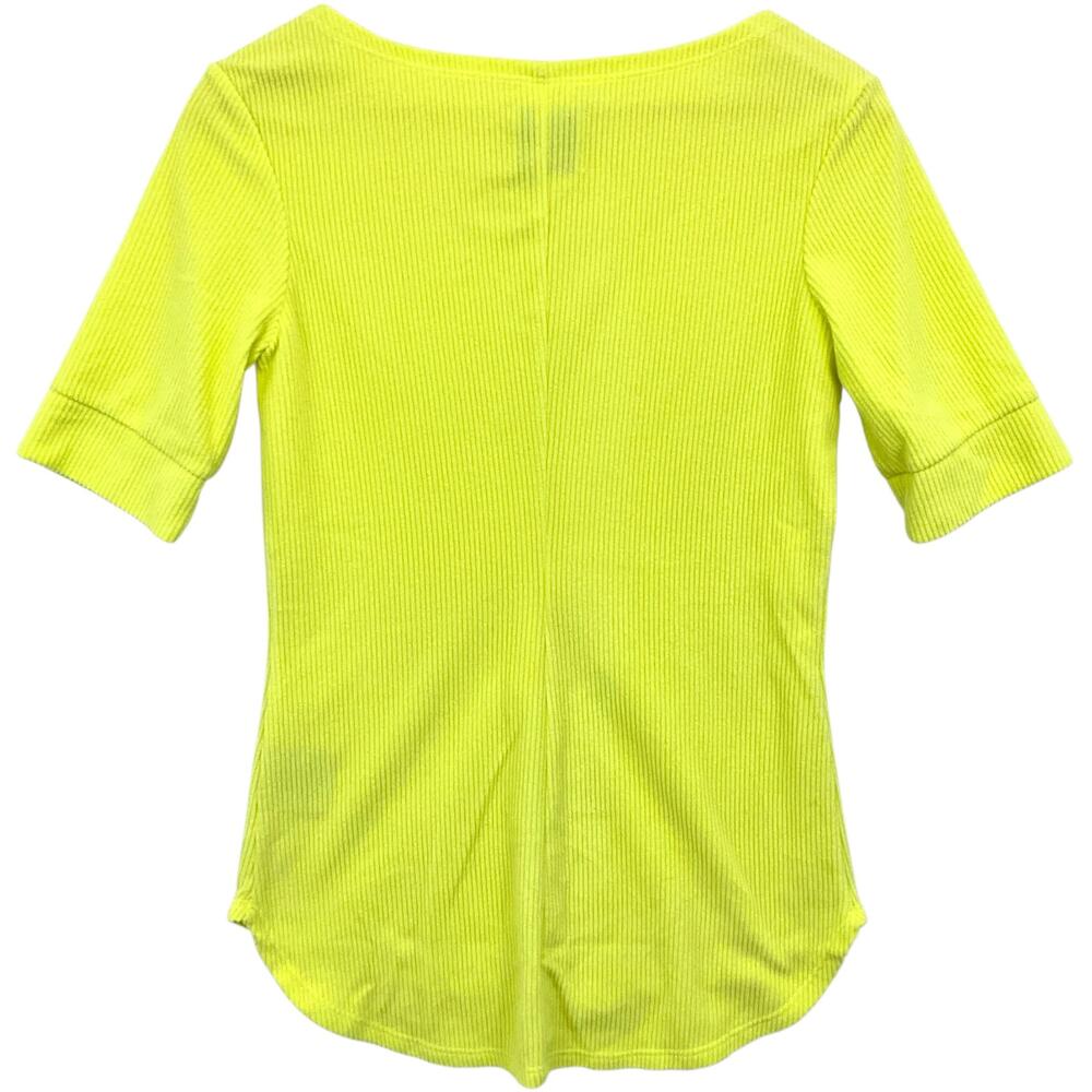NWT Dudley Stephens College Shirt Womens XS Soft Yellow Ribbed Fleece Top Neon - Picture 5 of 15